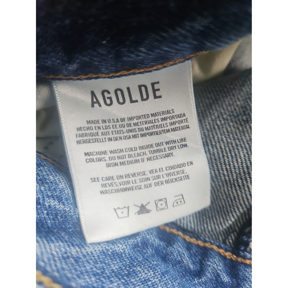 AGOLDE Hilla Denim Maxi Skirt Indigo Blue Raw Hem High Rise Size 30 - Picture 5 of 14